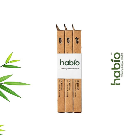 HABIO Bamboo Toothbrush – Soft Charcoal Bristles (Pack of 3)